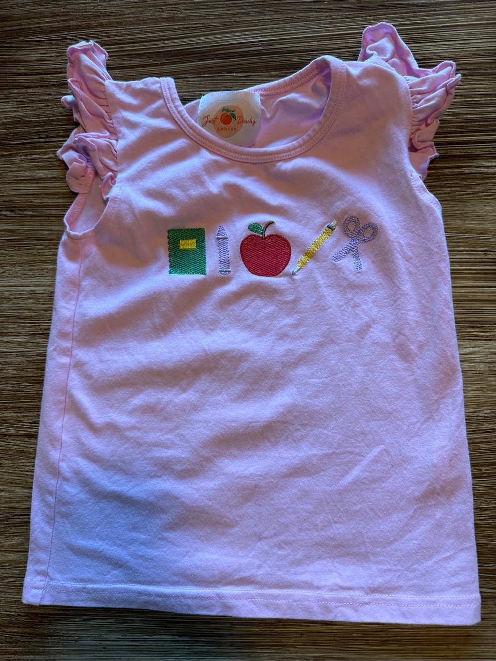 Girls' Pink Ruffle Sleeve School Icon Tank Top
